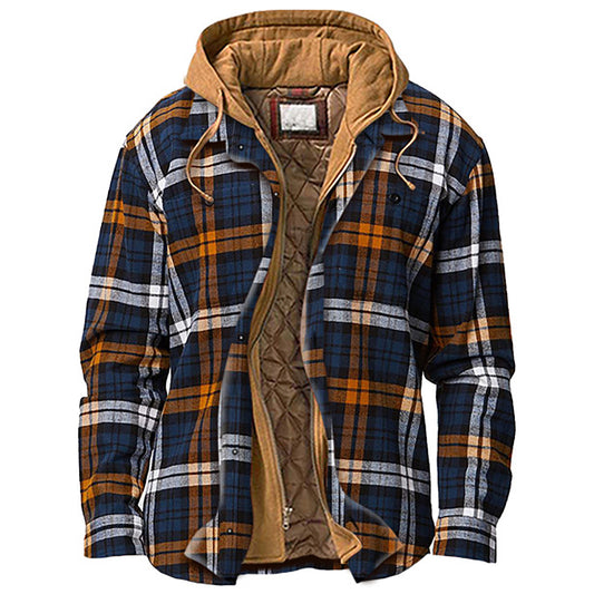 "Men's Hooded Plaid Jacket