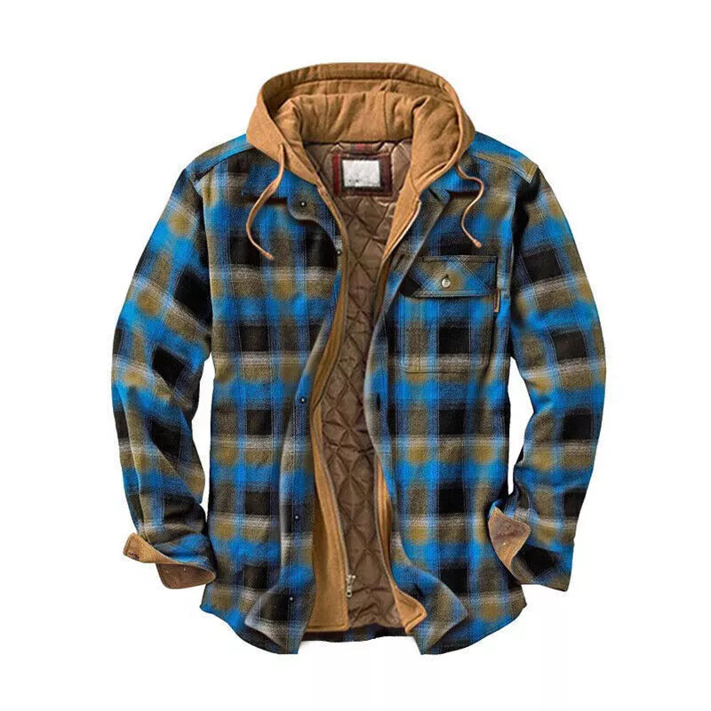 "Men's Hooded Plaid Jacket