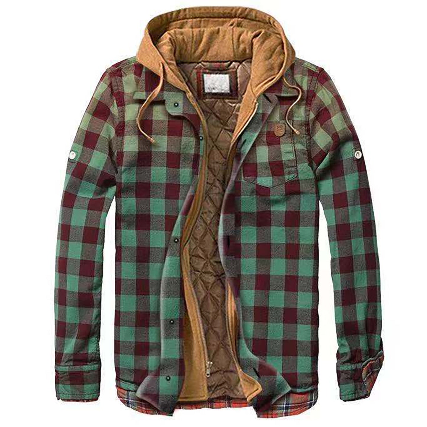 "Men's Hooded Plaid Jacket